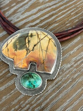🦋🦋RESERVED FOR ANGEL DO NOT PURCHASE🦋🦋Tularosa Jasper Turquoise Leather Necklace